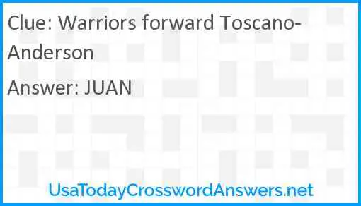 Warriors forward Toscano-Anderson Answer