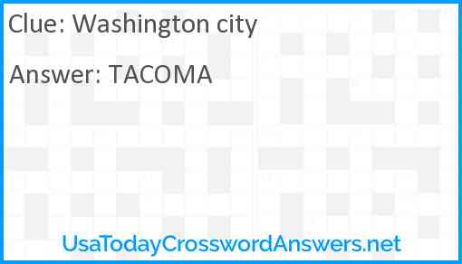Washington city Answer