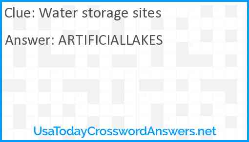Water storage sites Answer
