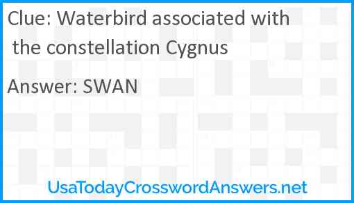 Waterbird associated with the constellation Cygnus Answer