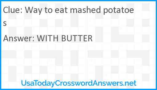 Way to eat mashed potatoes Answer
