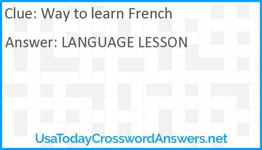 Way to learn French Answer