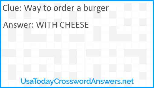 Way to order a burger Answer