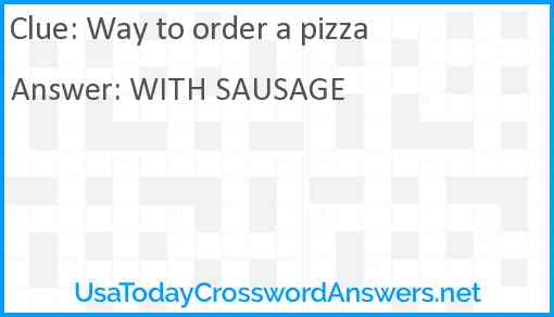 Way to order a pizza Answer
