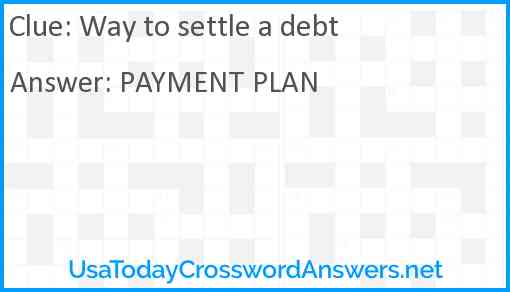 Way to settle a debt Answer