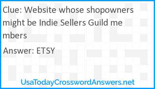 Website whose shopowners might be Indie Sellers Guild members Answer