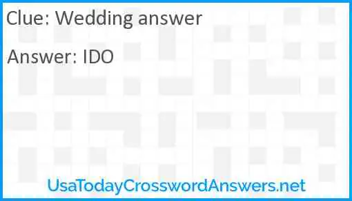 Wedding answer Answer