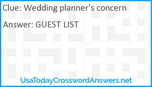 Wedding planner's concern Answer