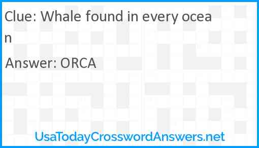 Whale found in every ocean Answer