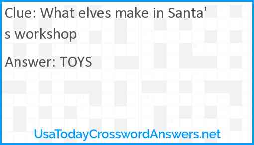 What elves make in Santa's workshop Answer