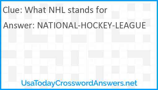 What NHL stands for Answer