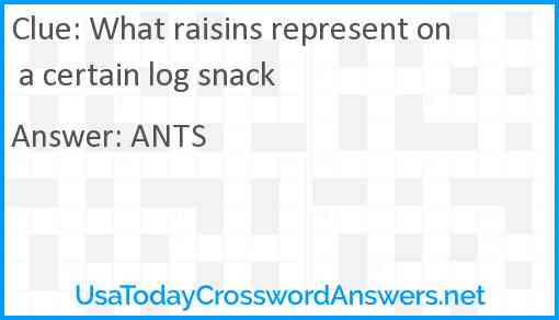 What raisins represent on a certain log snack Answer