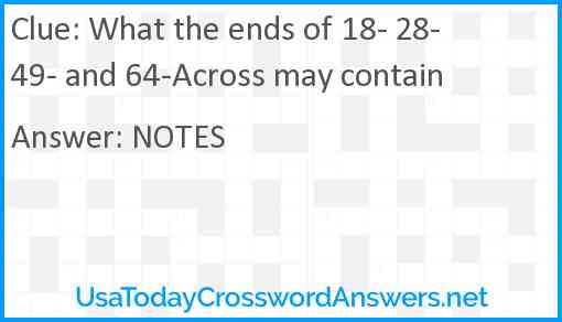 What the ends of 18- 28- 49- and 64-Across may contain Answer