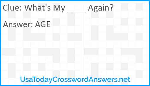 What's My ____ Again? Answer