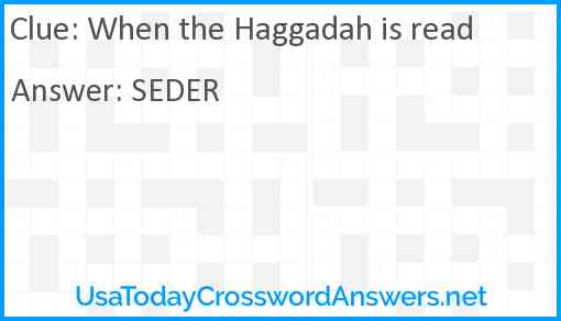 When the Haggadah is read Answer