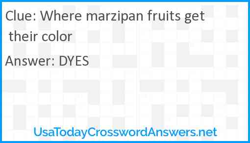 Where marzipan fruits get their color Answer