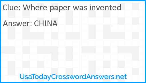 Where paper was invented Answer