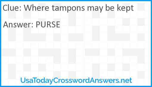 Where tampons may be kept Answer