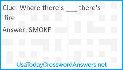 Where there's ___ there's fire Answer
