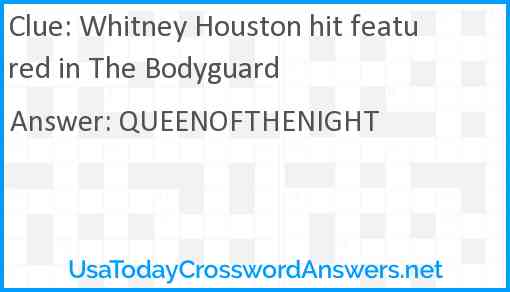 Whitney Houston hit featured in The Bodyguard Answer