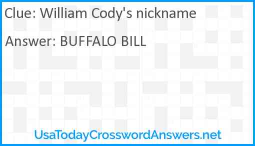 William Cody's nickname Answer