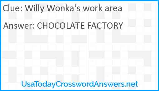 Willy Wonka's work area Answer