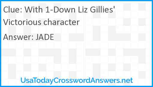 With 1-Down Liz Gillies' Victorious character Answer