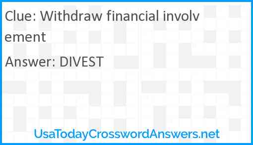 Withdraw financial involvement Answer