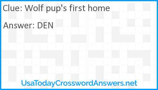 Wolf pup's first home Answer