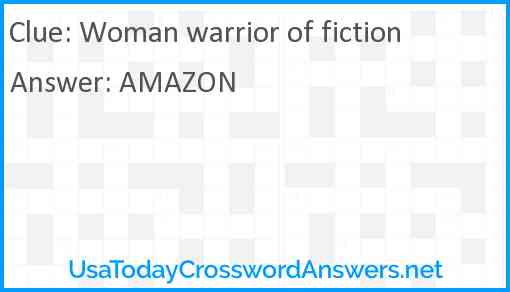 Woman warrior of fiction Answer