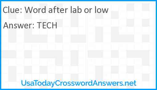 Word after lab or low Answer