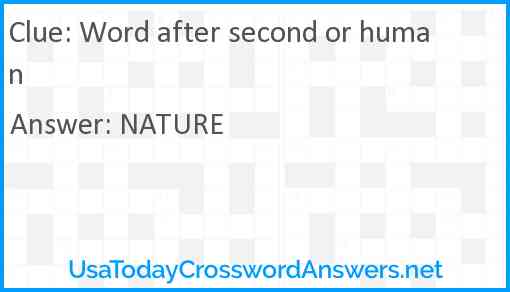 Word after second or human Answer
