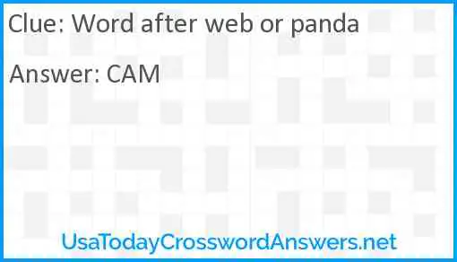 Word after web or panda Answer