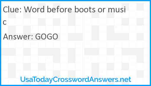 Word before boots or music Answer