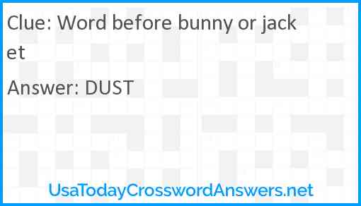 Word before bunny or jacket Answer