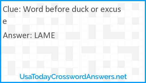 Word before duck or excuse Answer