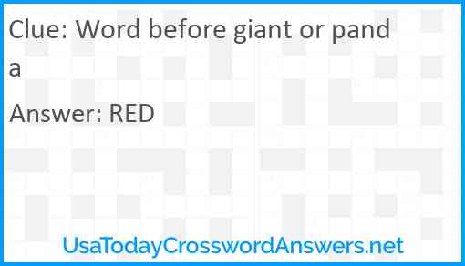 Word before giant or panda Answer