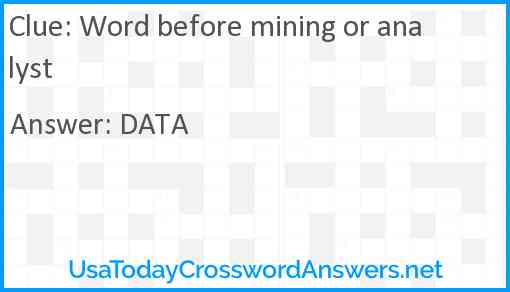 Word before mining or analyst Answer
