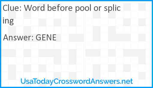 Word before pool or splicing Answer