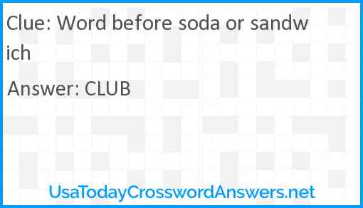 Word before soda or sandwich Answer