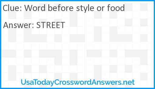 Word before style or food Answer