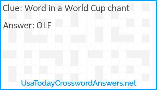 Word in a World Cup chant Answer