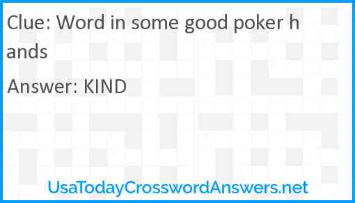 Word in some good poker hands Answer
