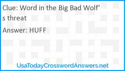 Word in the Big Bad Wolf's threat Answer