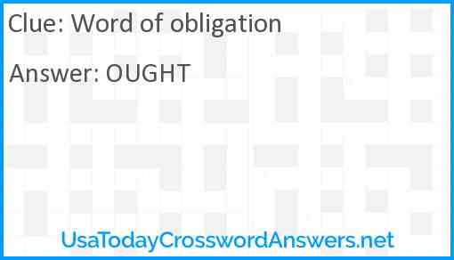 Word of obligation Answer