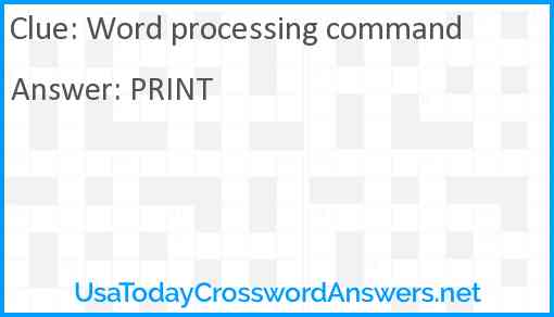 Word processing command Answer