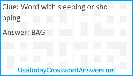 Word with sleeping or shopping Answer