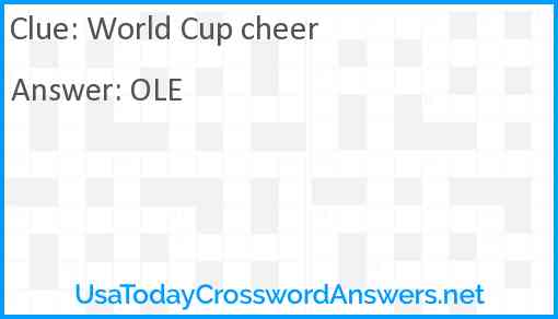 World Cup cheer Answer