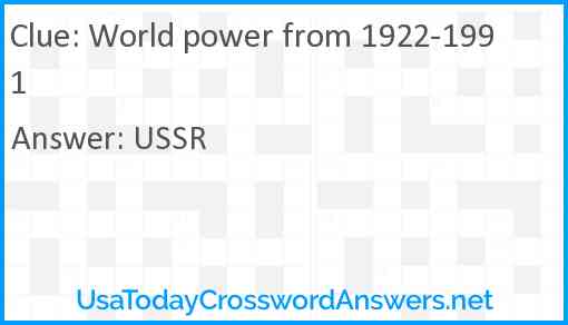 World power from 1922-1991 Answer