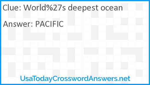 World%27s deepest ocean Answer